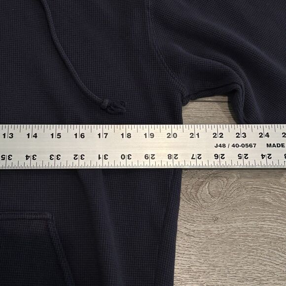Brandy Melville Waffle Knit Pullover Hoodie One Size Navy Blue Comfy Casual - Picture 6 of 9